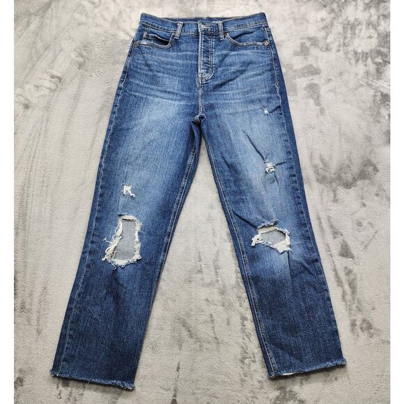 Old Navy Denim - Old Navy Jeans Womens 6 TALL Blue Destroyed Extra High Rise Sky High Straight